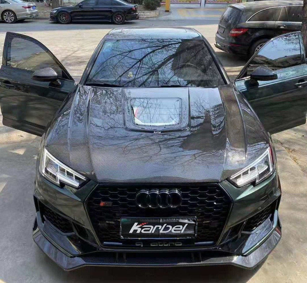 KARBEL - AUDI A4 / S4 / RS4 B9 B9.5 CARBON FIBRE TRANSPARENT HOOD / BONNET V2