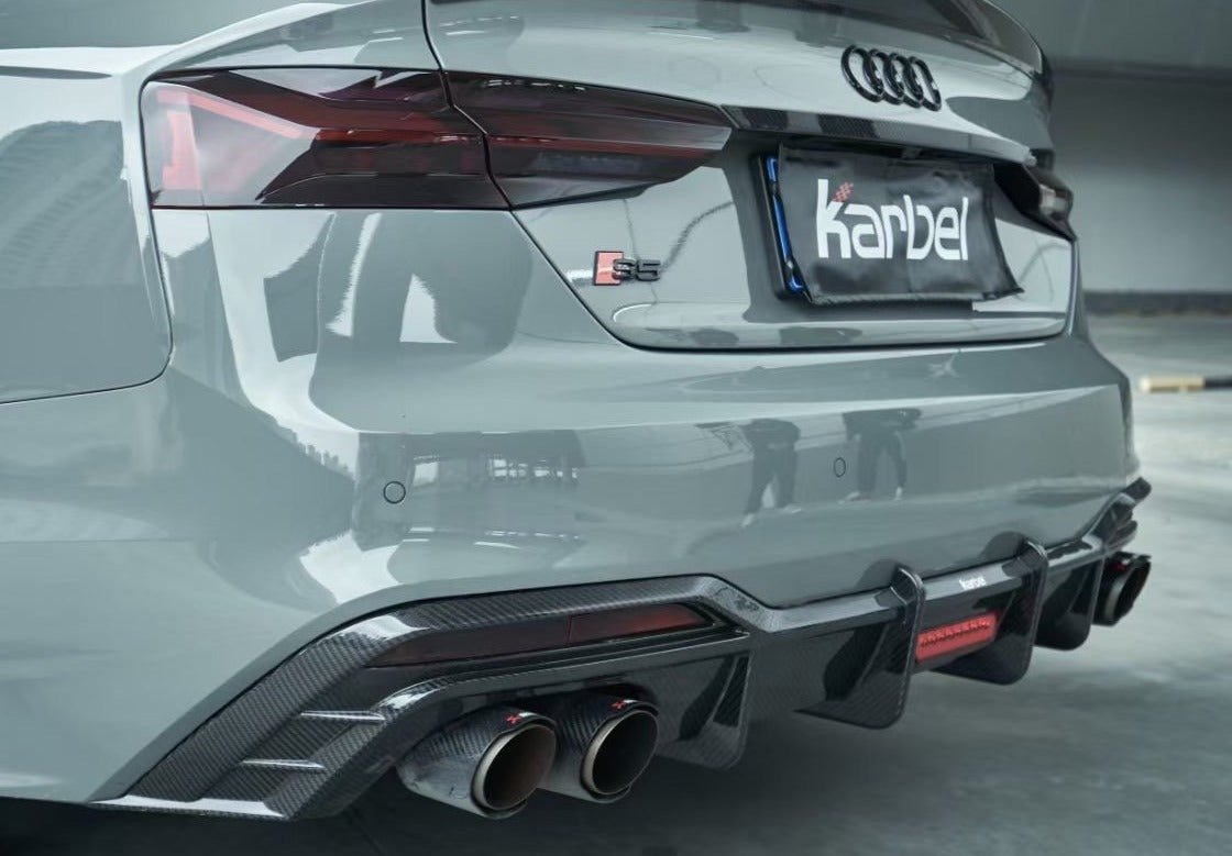 KARBEL - AUDI A5 / S5 B9.5 DRY CARBON FIBRE REAR DIFFUSER WITH BRAKE LIGHT V1