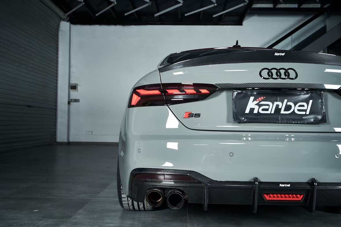KARBEL - AUDI A5 / S5 B9.5 DRY CARBON FIBRE REAR DIFFUSER WITH BRAKE LIGHT V1