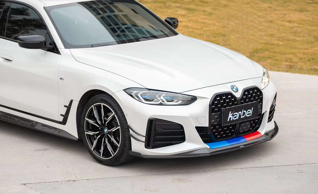 KARBEL - BMW i4 / 4 SERIES GRAN COUPE G26 CARBON FIBRE FRONT BUMPER CANARDS