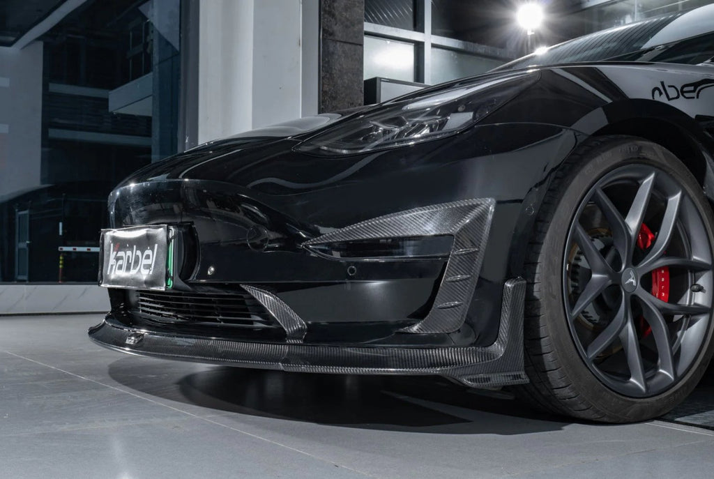 KARBEL - TESLA MODEL 3 DRY CARBON FIBRE FRONT LIP SPLITTER