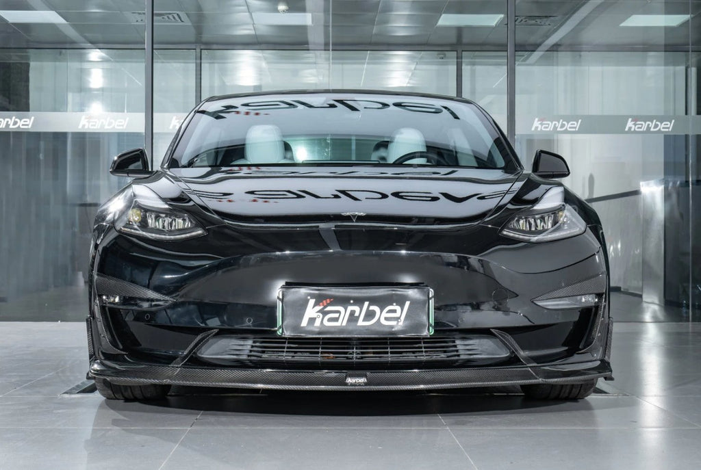 KARBEL - TESLA MODEL 3 DRY CARBON FIBRE FRONT LIP SPLITTER