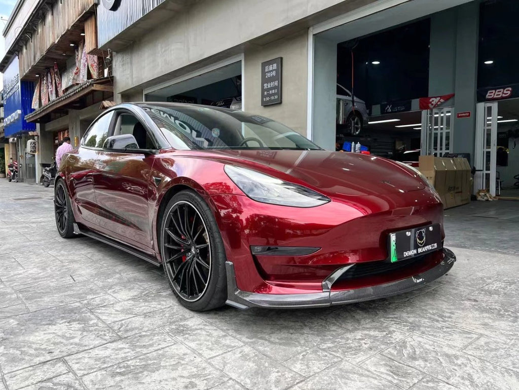 KARBEL - TESLA MODEL 3 DRY CARBON FIBRE FRONT LIP SPLITTER