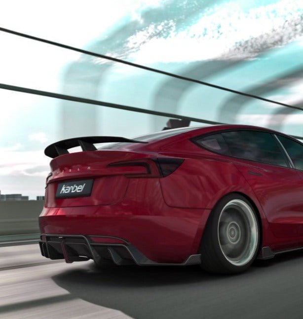 KARBEL- TESLA MODEL 3 HIGHLAND 2024+ CARBON FIBRE REAR DIFFUSER + REAR SIDE SKIRTS