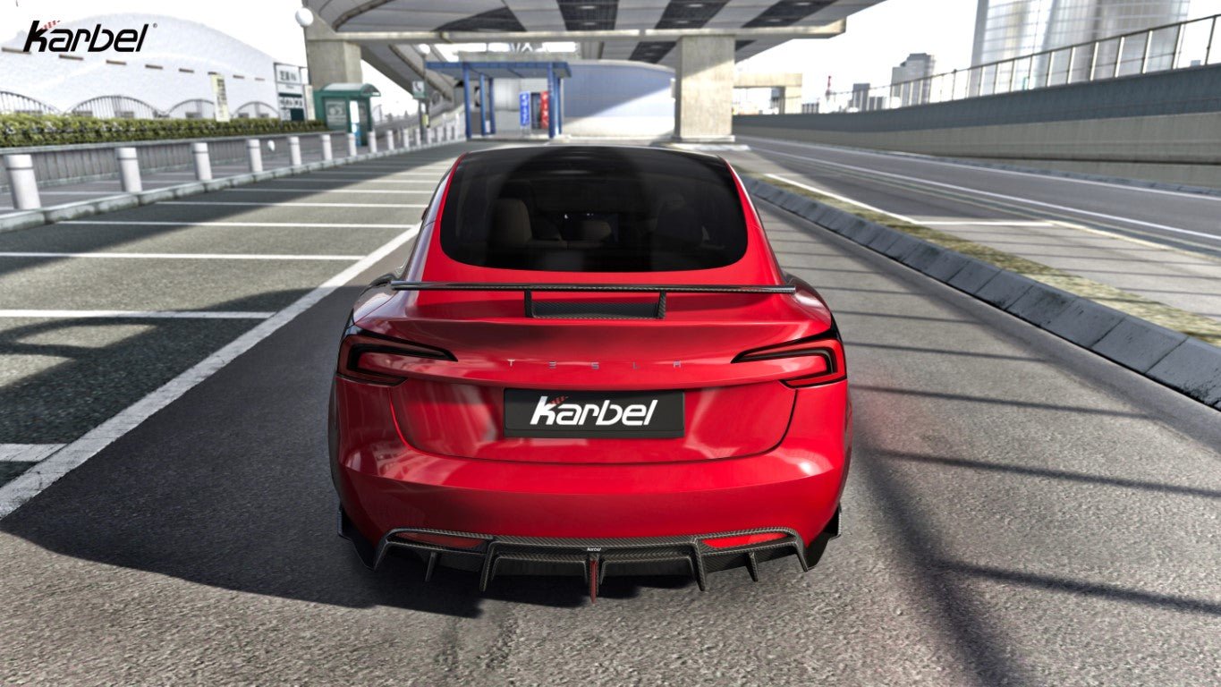 KARBEL- TESLA MODEL 3 HIGHLAND 2024+ CARBON FIBRE REAR DIFFUSER + REAR SIDE SKIRTS
