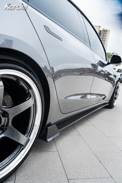 KARBEL- TESLA MODEL 3 HIGHLAND 2024+ CARBON FIBRE SIDE SKIRTS