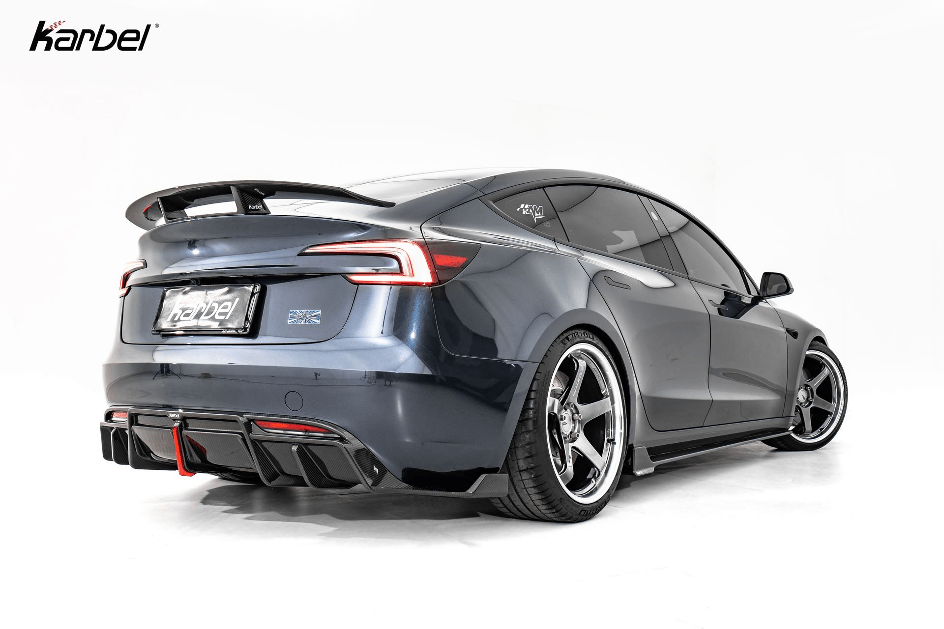 KARBEL - TESLA MODEL 3P PERFORMANCE HIGHLAND DRY CARBON FIBER LED REAR DIFFUSER