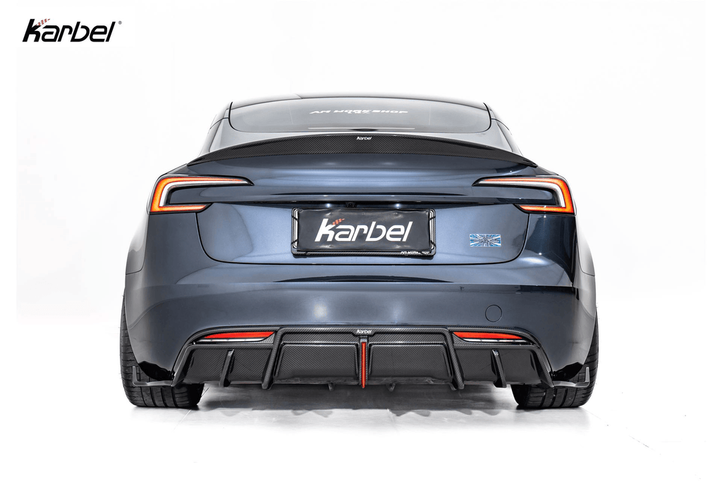 KARBEL - TESLA MODEL 3P PERFORMANCE HIGHLAND DRY CARBON FIBER LED REAR DIFFUSER
