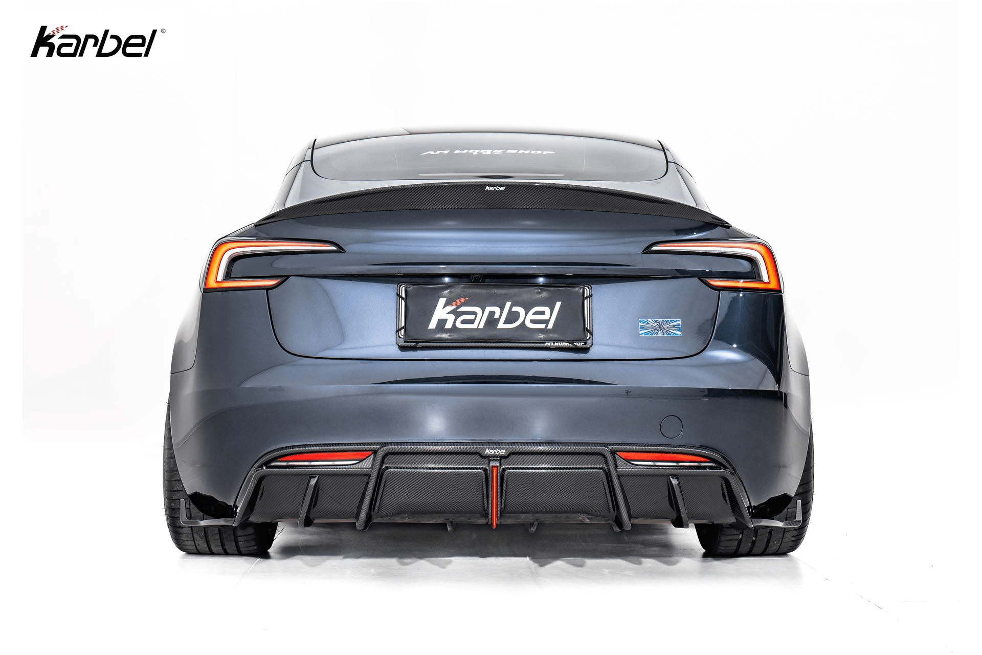 KARBEL - TESLA MODEL 3P PERFORMANCE HIGHLAND DRY CARBON FIBER LED REAR DIFFUSER