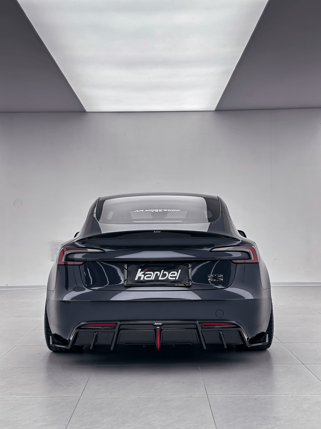 KARBEL - TESLA MODEL 3P PERFORMANCE HIGHLAND DRY CARBON FIBER LED REAR DIFFUSER