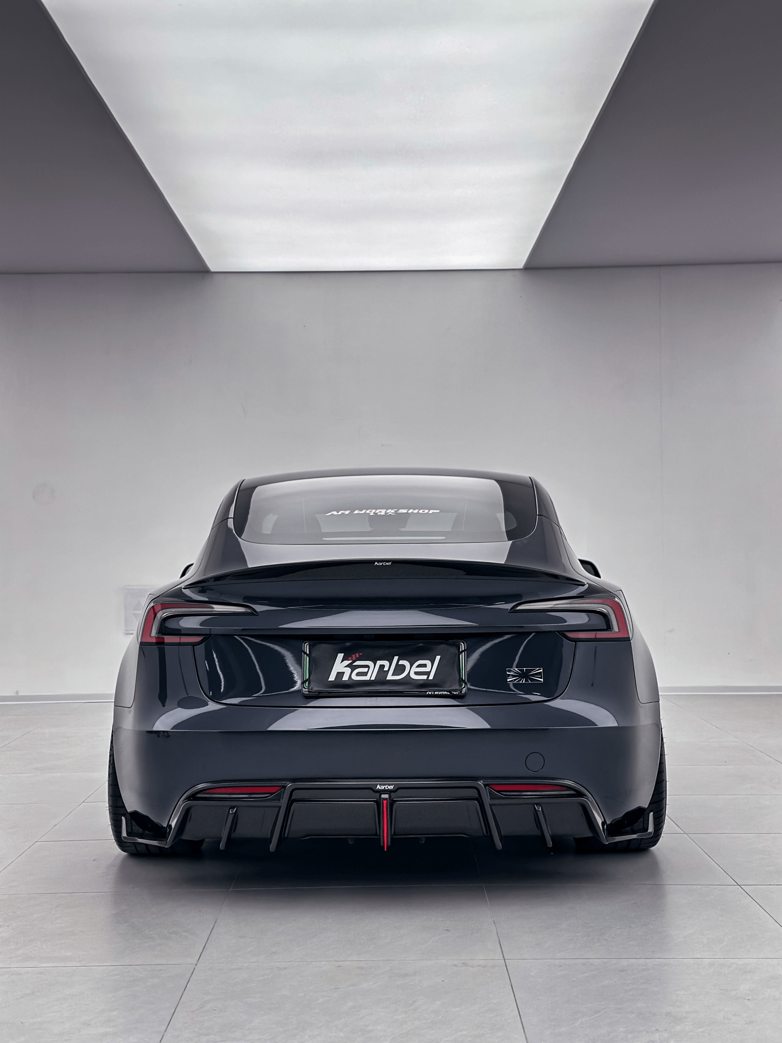 KARBEL - TESLA MODEL 3P PERFORMANCE HIGHLAND DRY CARBON FIBER LED REAR DIFFUSER