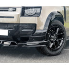 Land Rover Defender L663 2020 On - V2 Front Bumper Splitter With Led's In Gloss Black