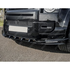 Land Rover Defender L663 2020 On - V2 Front Bumper Splitter With Led's In Gloss Black