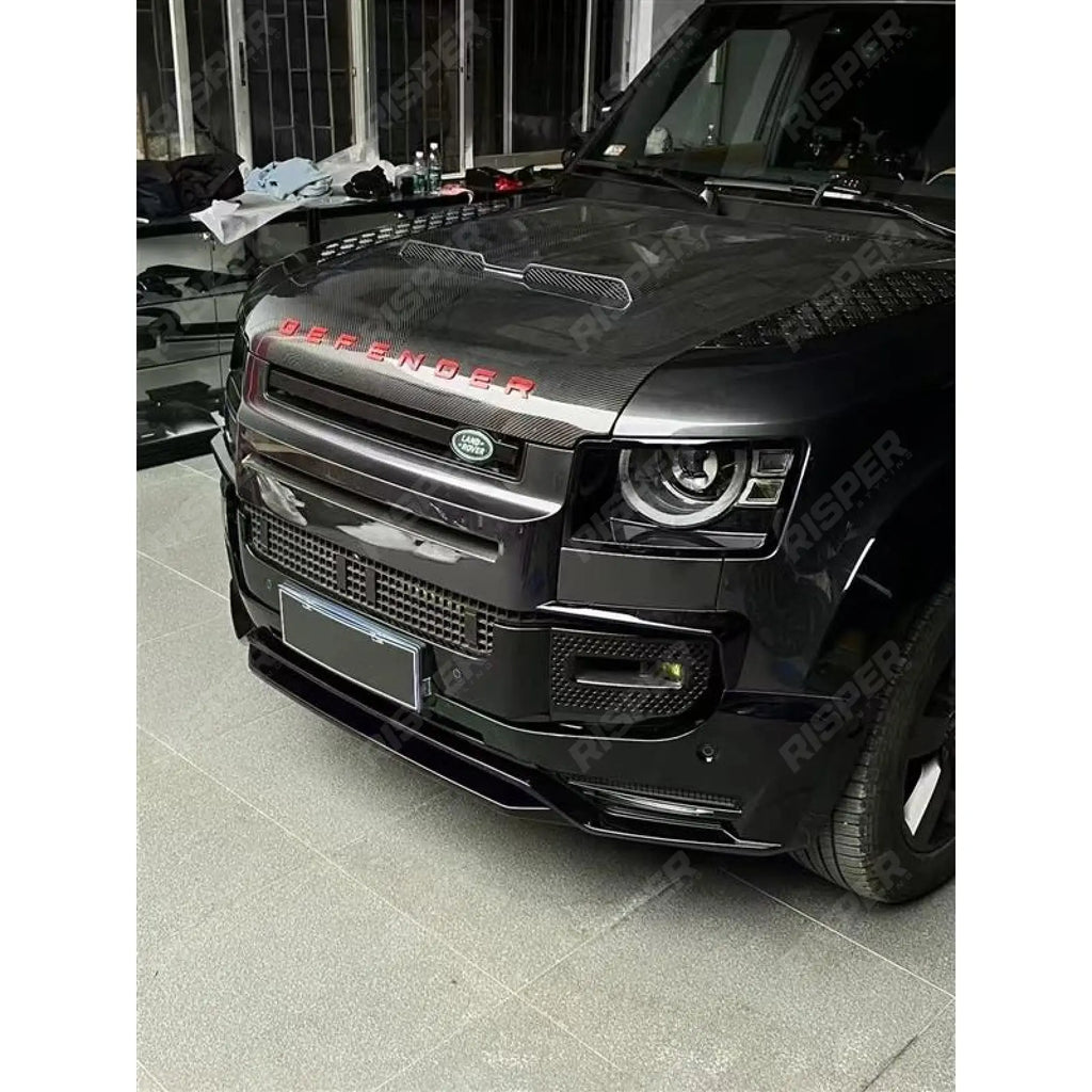 Land Rover Defender L663 90 / 110 / 130 2020 Onward – Front Bumper Splitter in Gloss Black