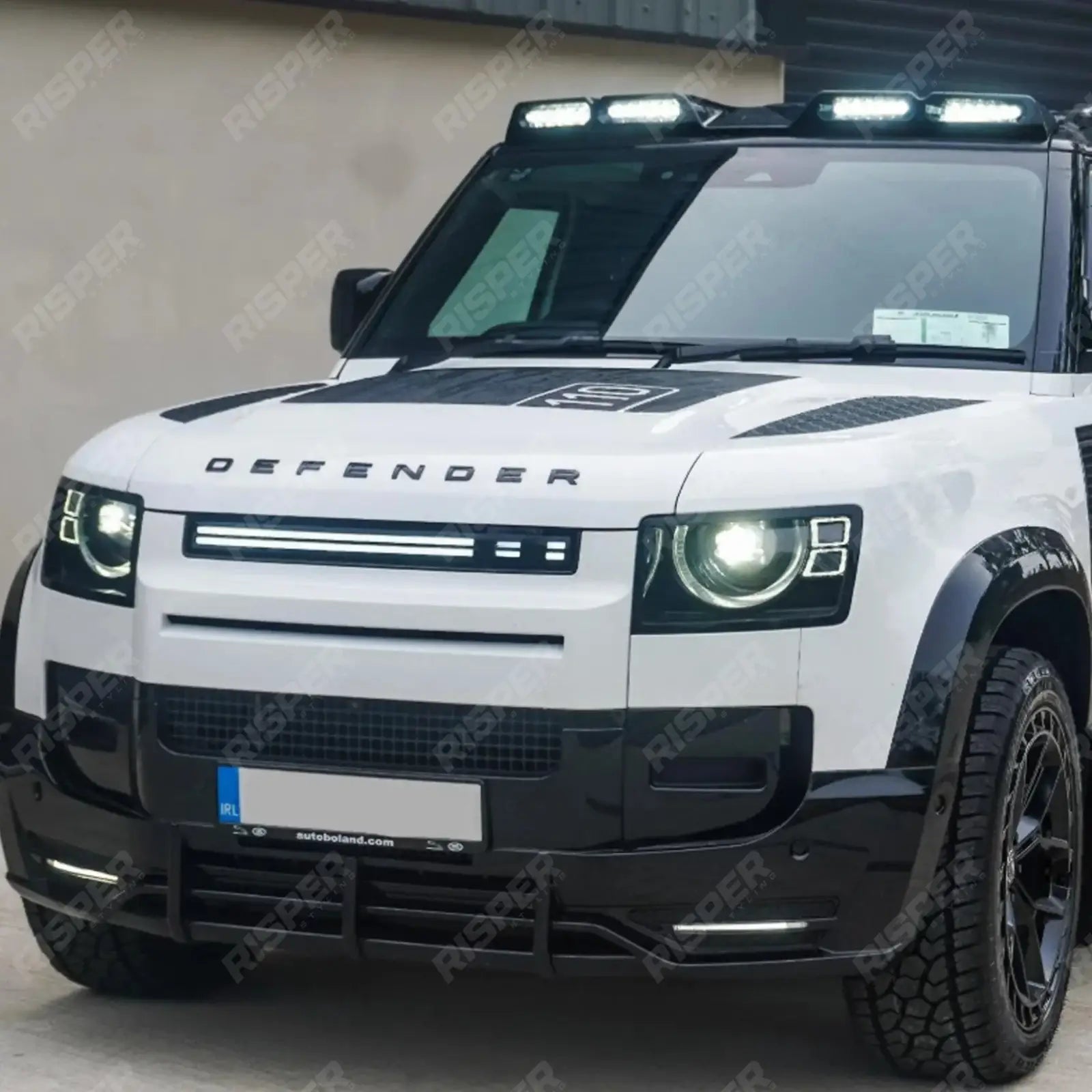 LED Dynamic Front Grill Gloss Black For Land Rover Defender L663 2020 On