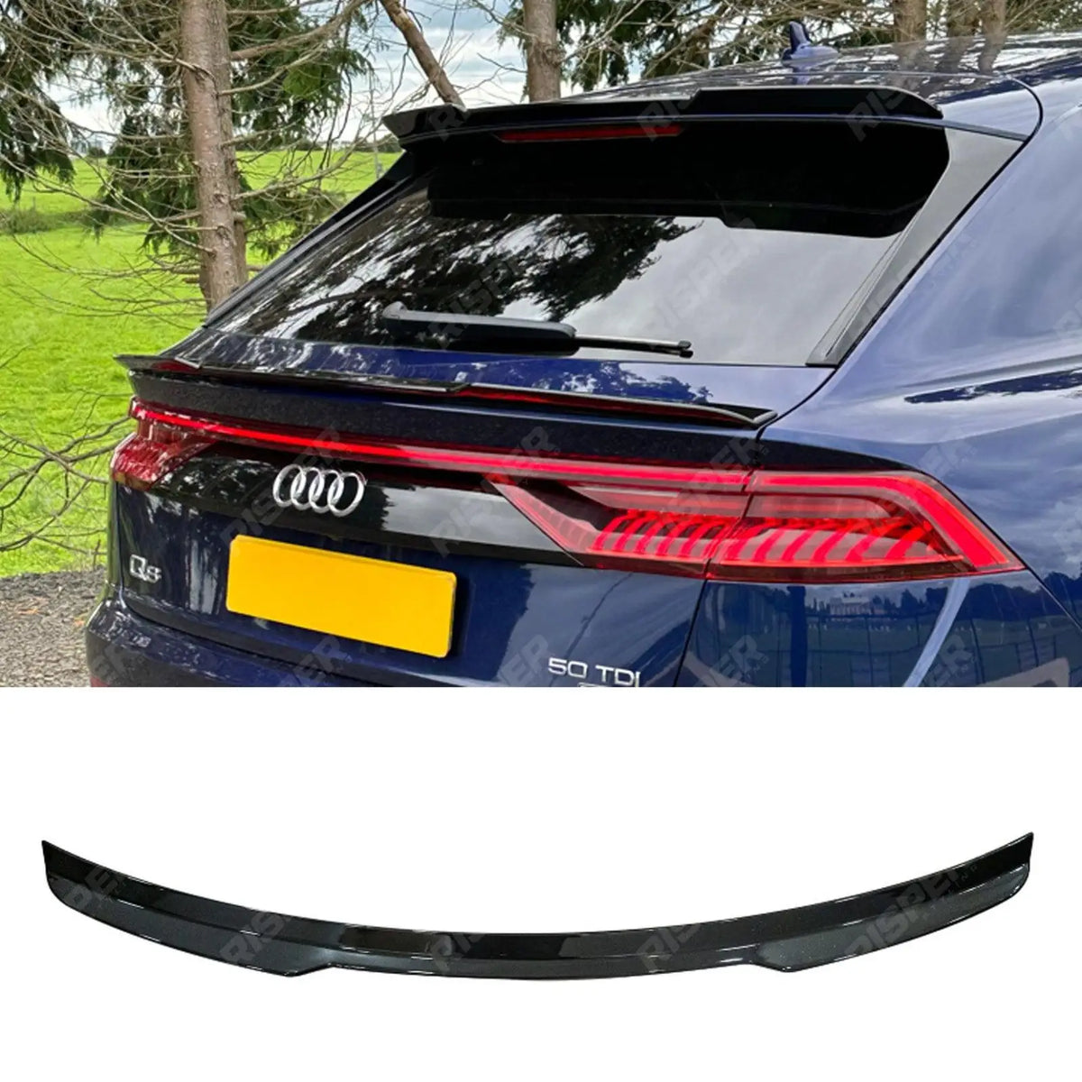 Lower Spoiler Lip Extension In Gloss Black For Audi Q8 2018+