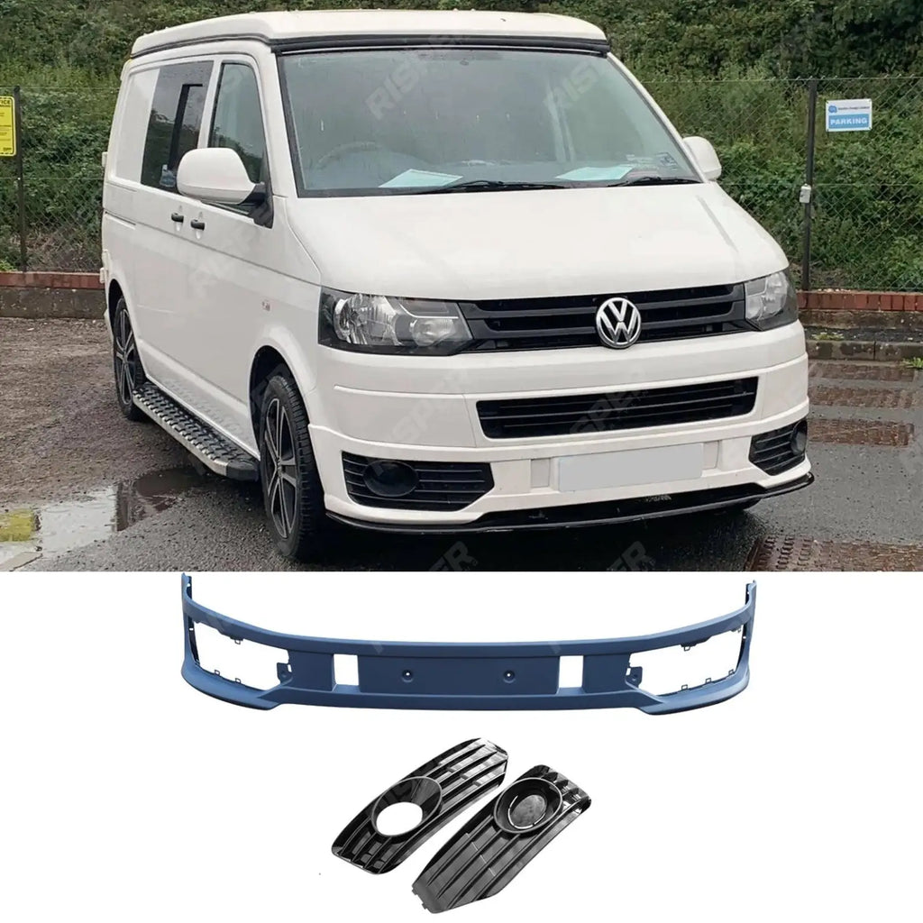 Lower Sportline Style Front Splitter with Fog Light Pods For VW T5 Transporter 2010-2015
