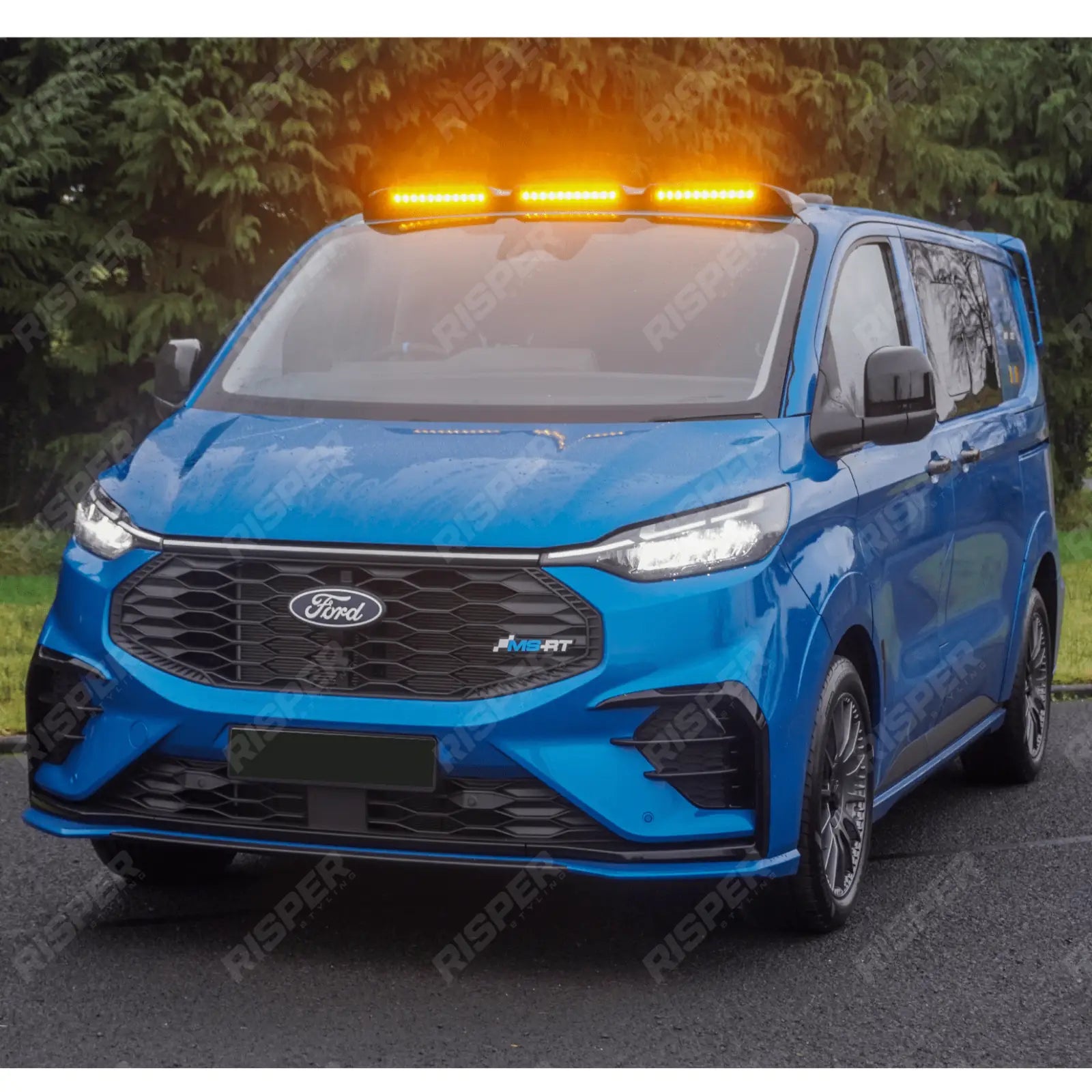 Luminex Roof Light Pod With Amber Strobe In Gloss Black For Ford Transit Custom MK2 2024 on