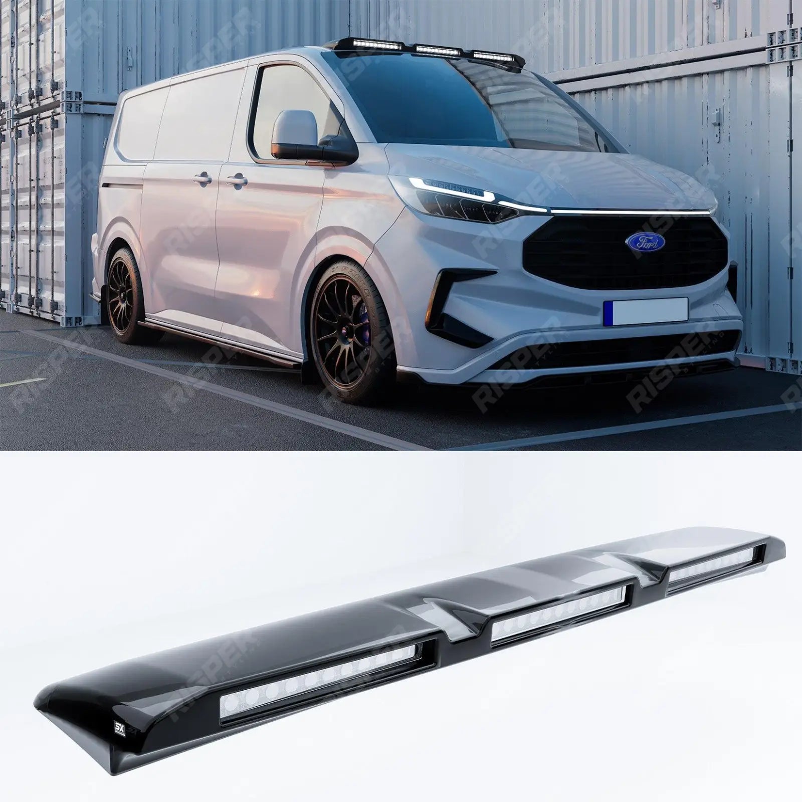 Luminex Roof Light Pod With Amber Strobe In Gloss Black For Ford Transit Custom MK2 2024 on