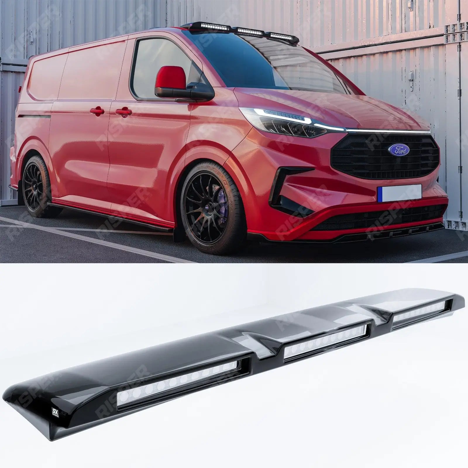 Luminex Roof Light Pod With Amber Strobe In Gloss Black For Ford Transit Custom MK2 2024 on