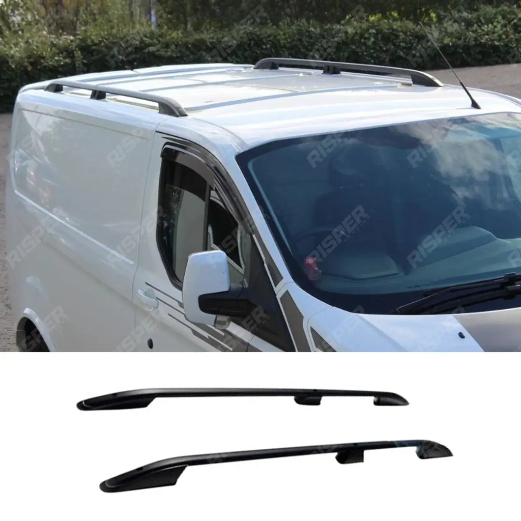 Lwb Aluminium Roof Bars Black For Ford Transit Custom 2013 - 2024