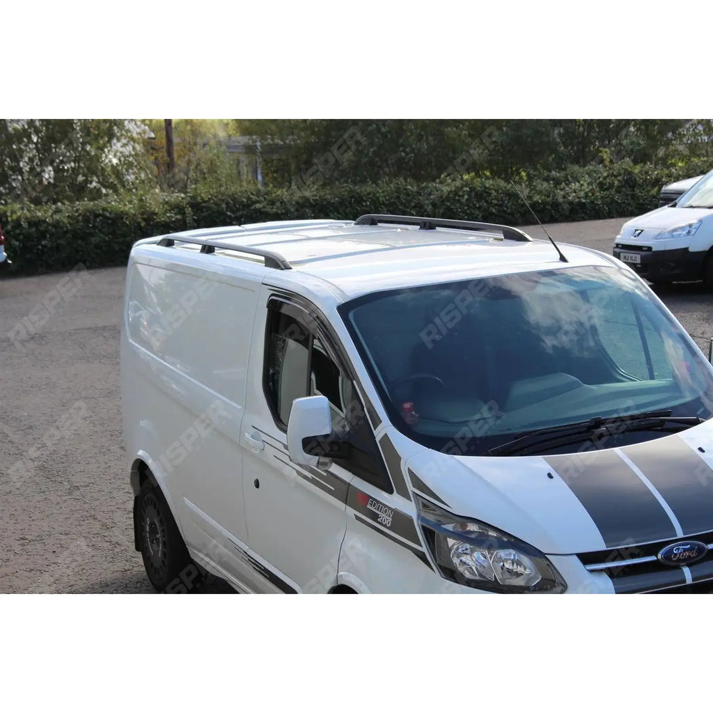 Lwb Aluminium Roof Bars Black For Ford Transit Custom 2013 - 2024