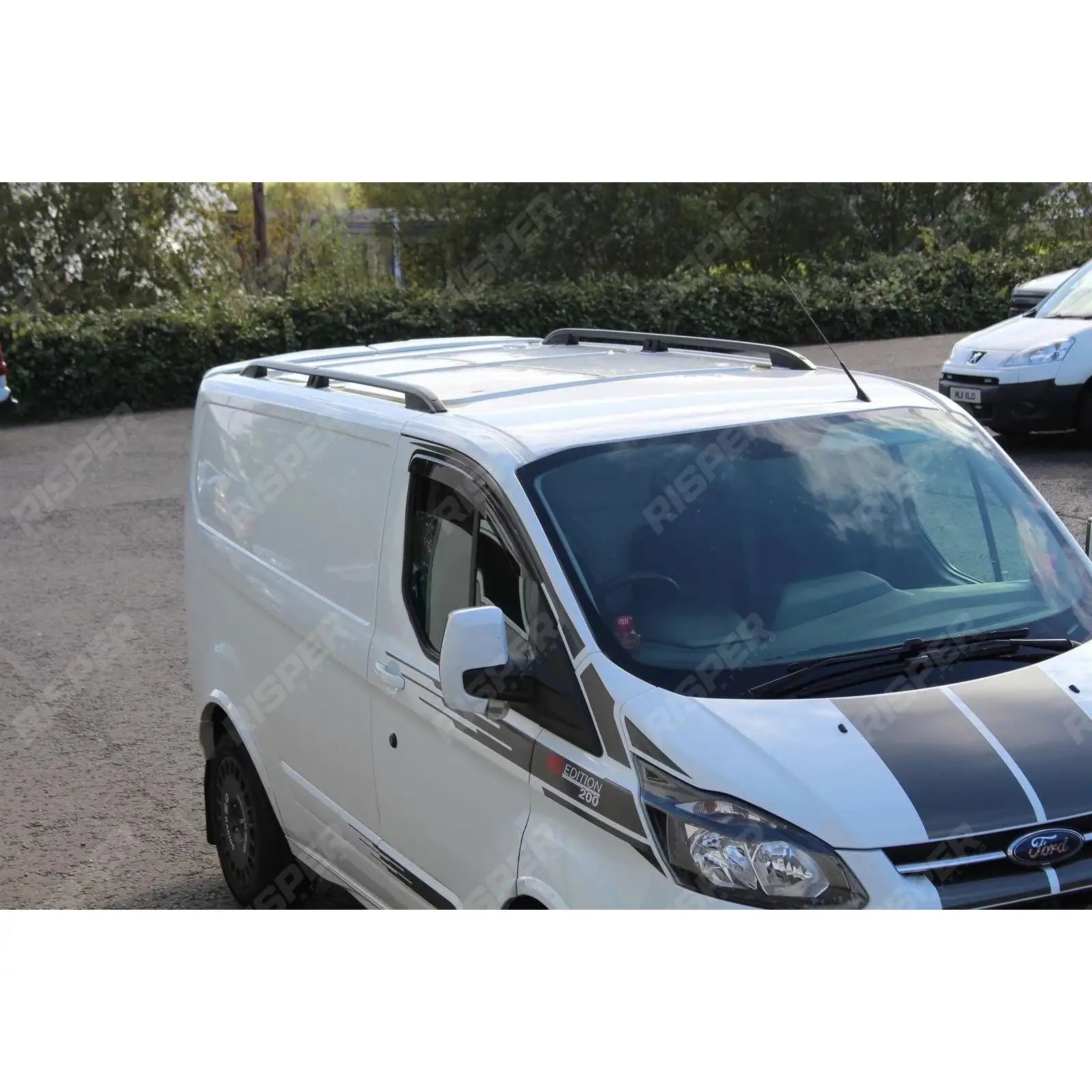 Lwb Aluminium Roof Bars Black For Ford Transit Custom 2013 - 2024