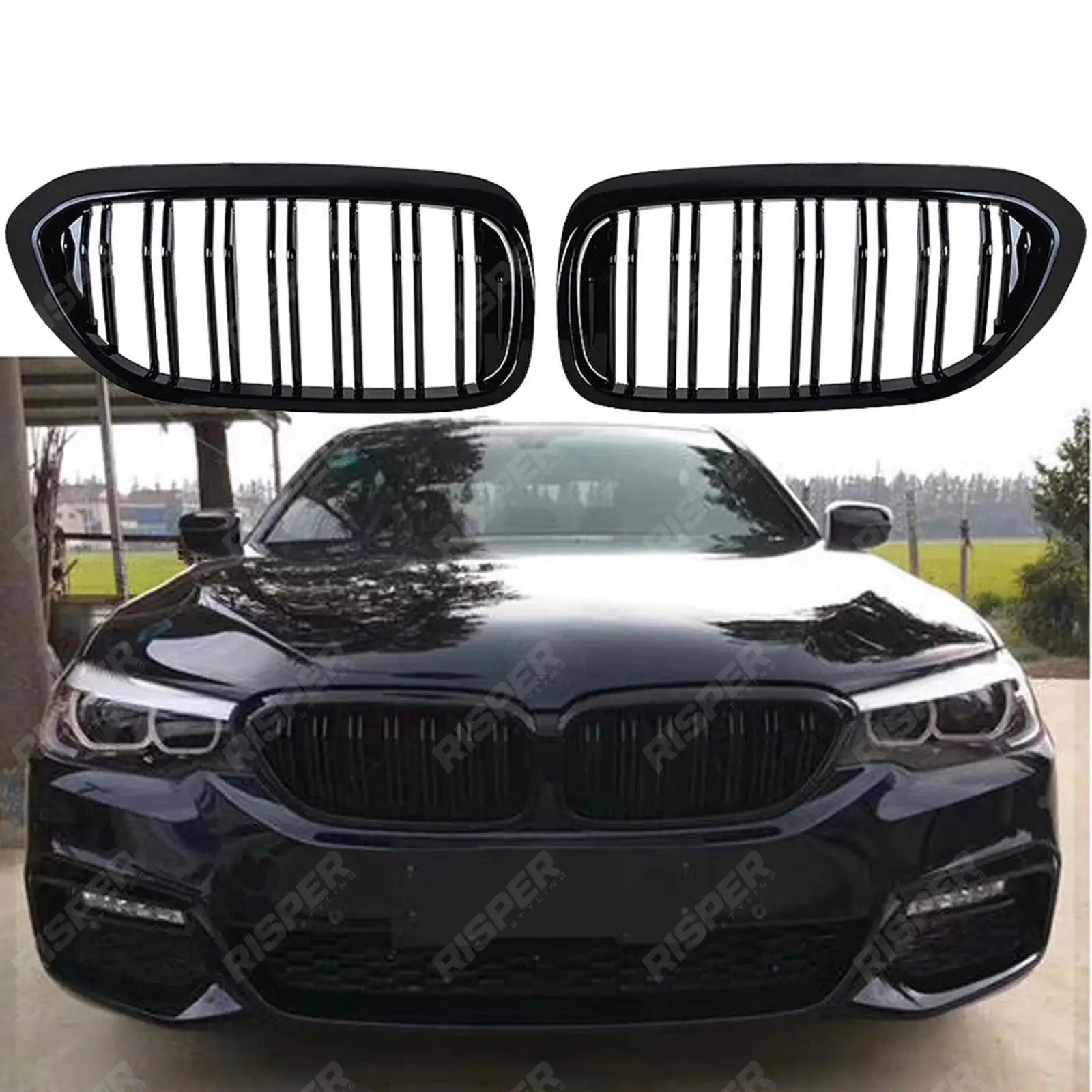 M5 Look Dual Slat Upgrade Front Grill For BMW 5 Series G30 G31 Pre LCI 2017-2020