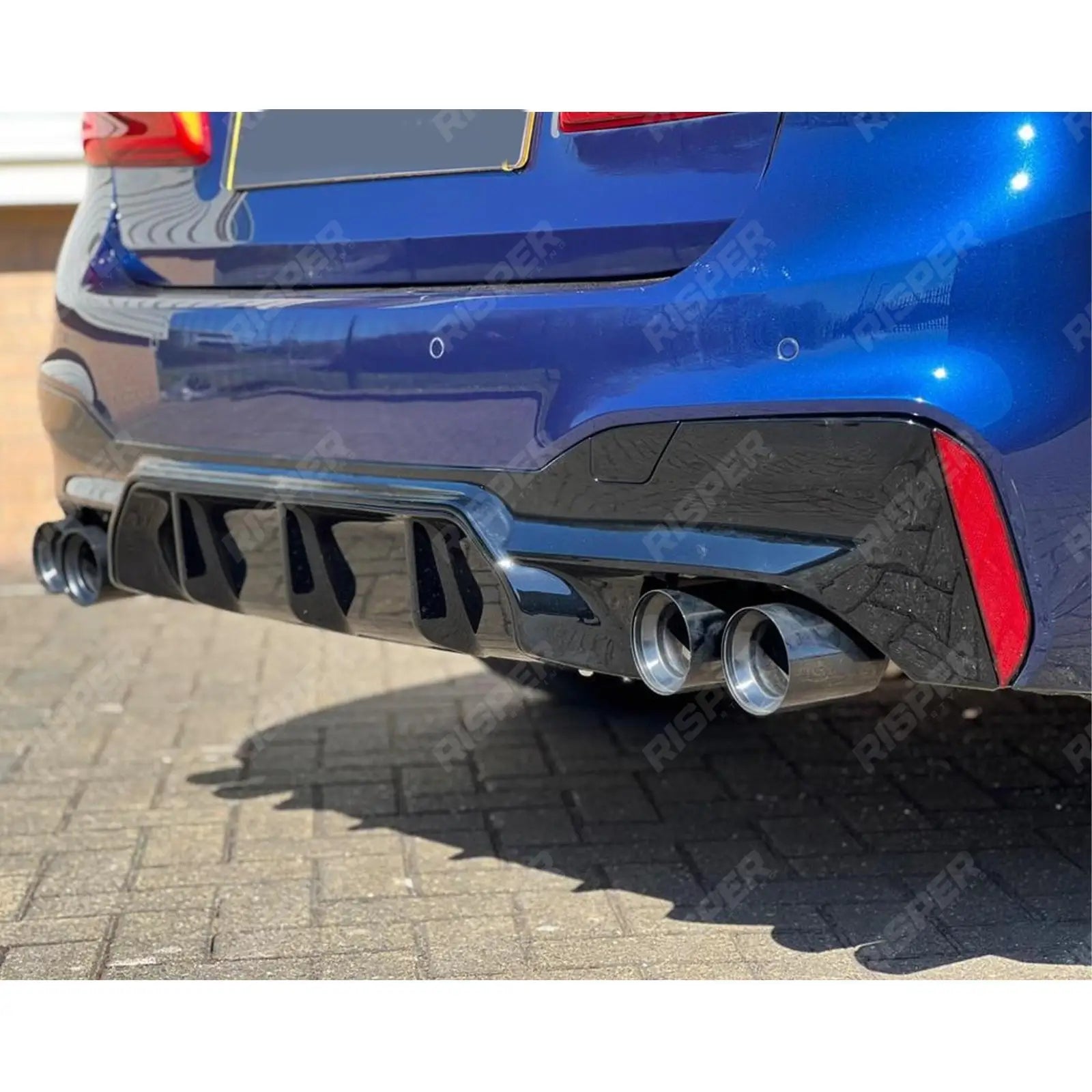 M5 Look Rear Diffuser Quad Exit Gloss Black For BMW 5 Series M Sport G30 G31 2017-2024
