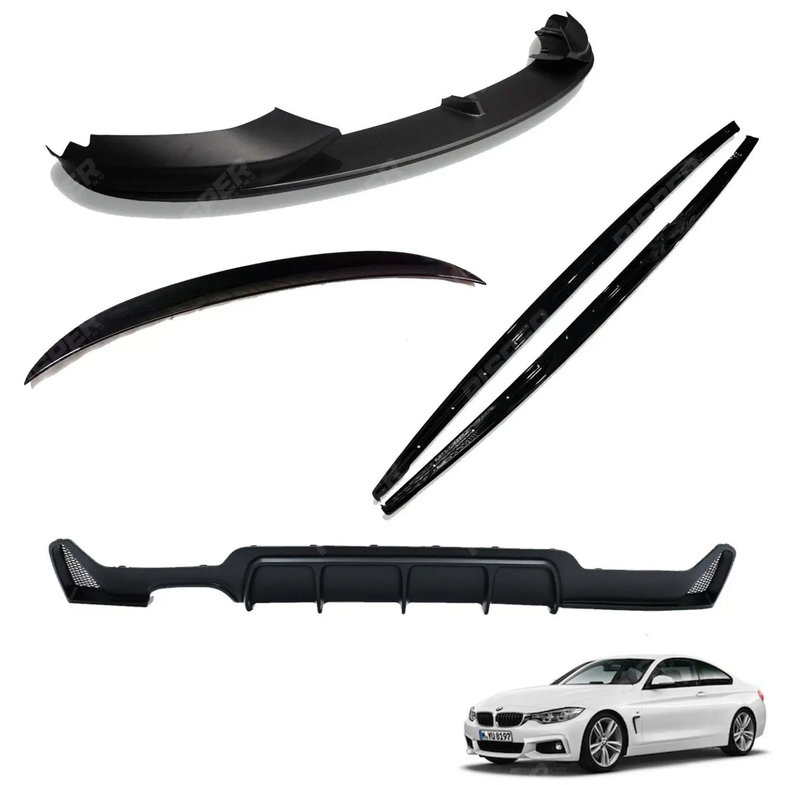 Matte Black Full Aero Body Lip Kit Diffuser 00___ For BMW 4 Series F32 M Sport 2014-2020