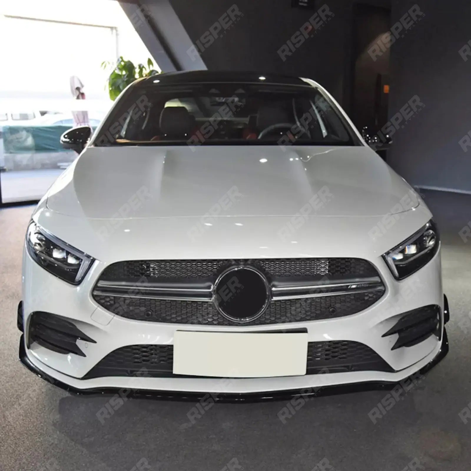 MERCEDES A CLASS AMG LINE W177 FACELIFT 2023+ FRONT SPLITTER WITH CANARDS IN GLOSS BLACK