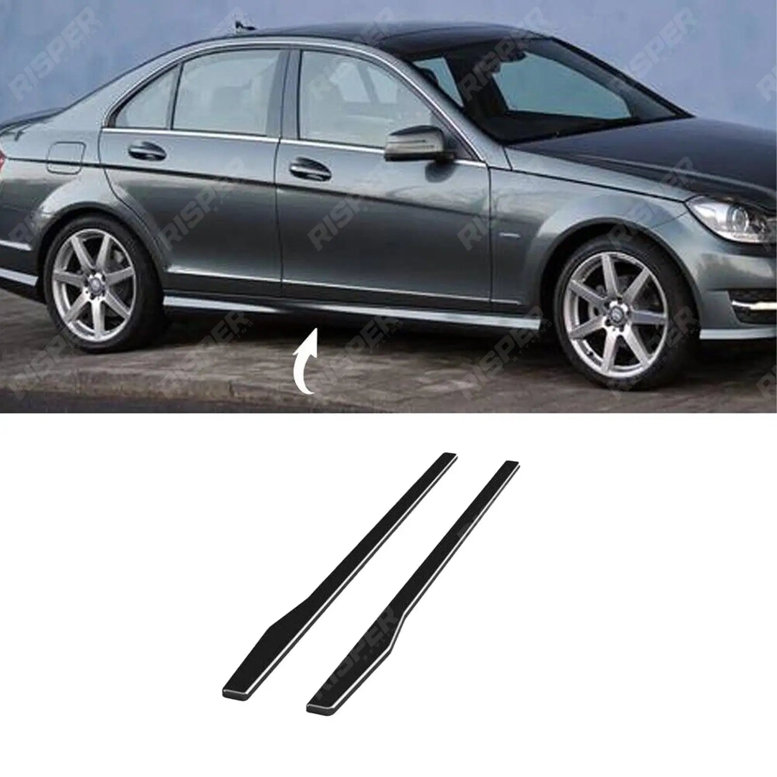 MERCEDES C CLASS W205 15-18 / C CLASS W205 18-21 RISPER SIDE SKIRT SPLITTERS IN GLOSS BLACK