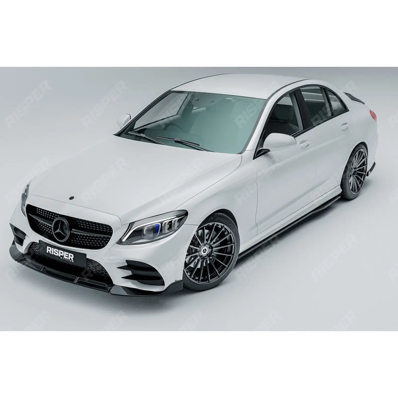 Mercedes C-Class W205 2019-2022 Facelift 'C63S Brabus Style' Front Splitter Lip - Gloss Black