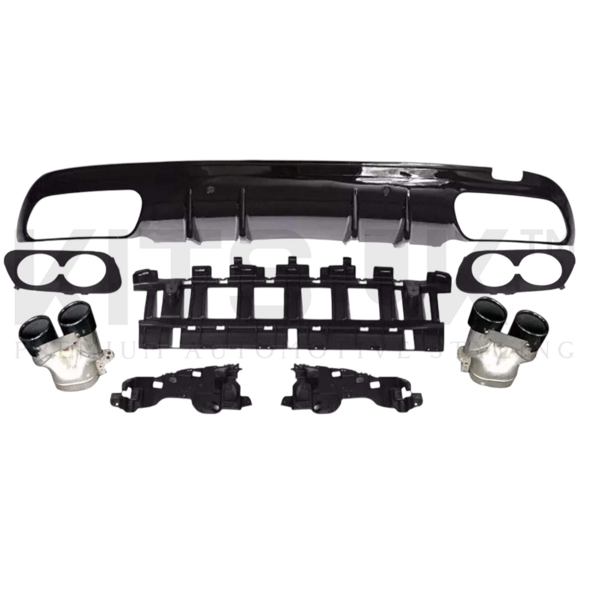 Mercedes C-class W205 gloss black rear diffuser with tips