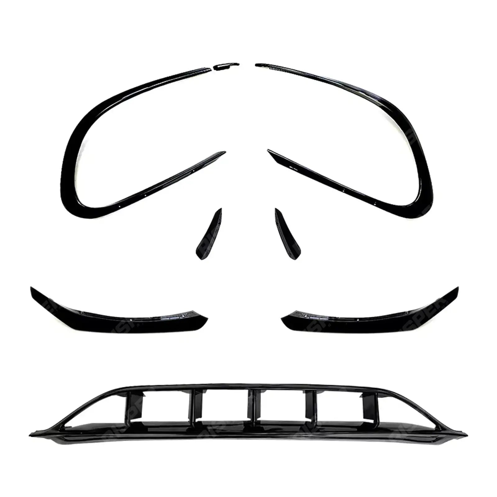 MERCEDES CLA C117 AMG LINE 2016-2019 FRONT SPLITTER LIP WITH CANARDS IN GLOSS BLACK