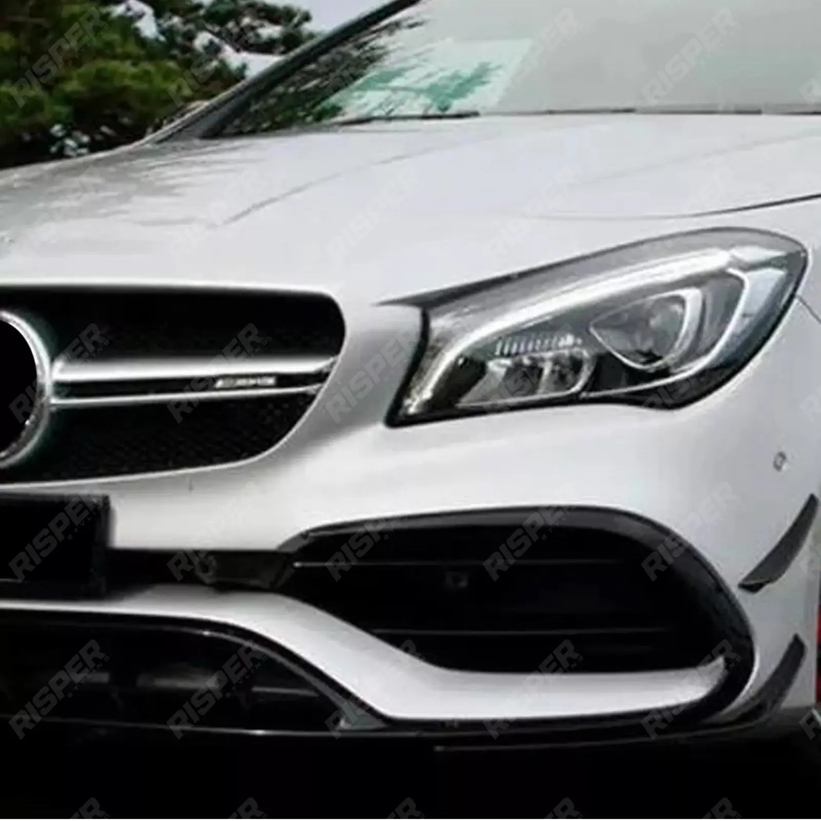 MERCEDES CLA C117 AMG LINE 2016-2019 FRONT SPLITTER LIP WITH CANARDS IN GLOSS BLACK