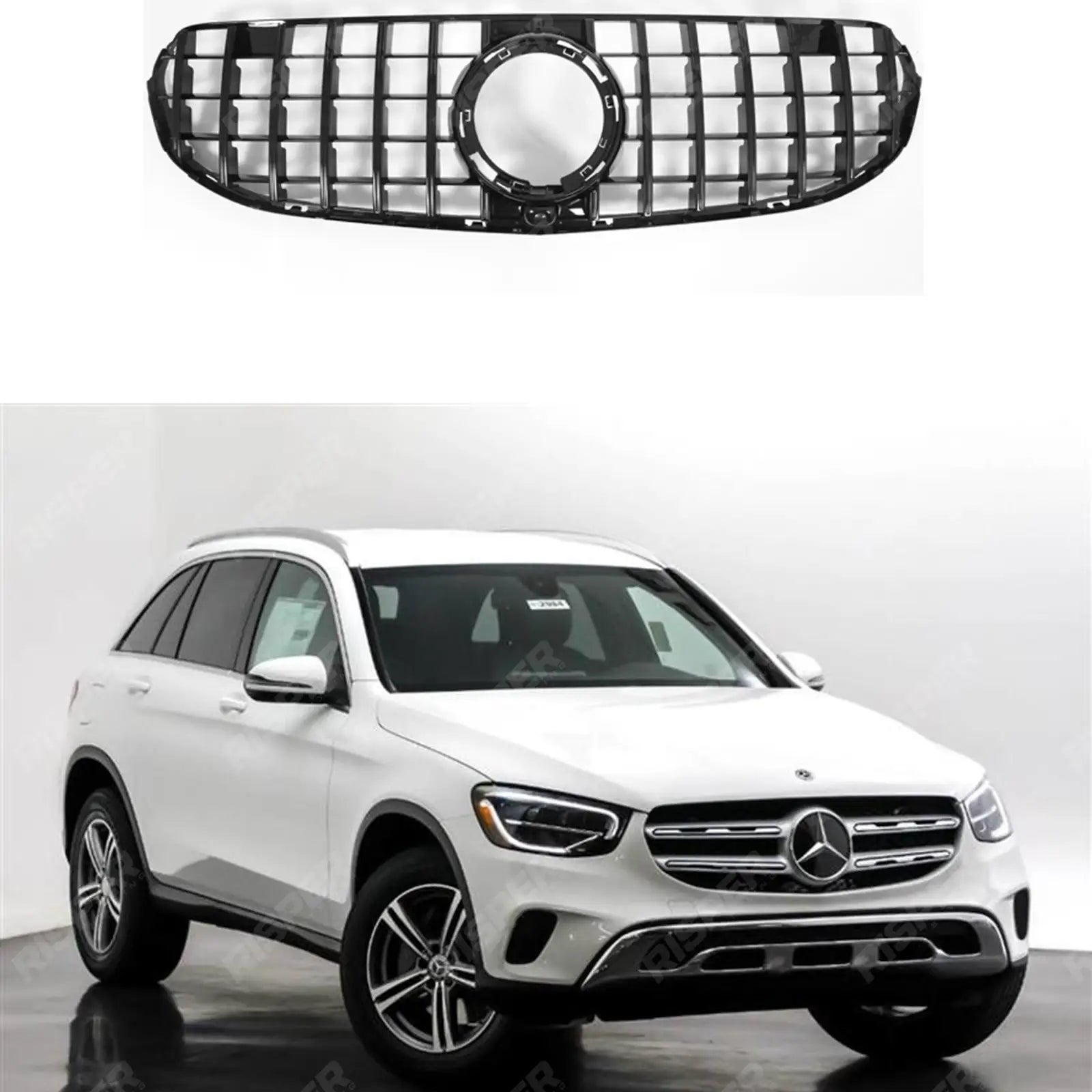 Mercedes Glc X253 2019-2022 - Panamericana Gt Style Upgrade Front Grill - Gloss Black