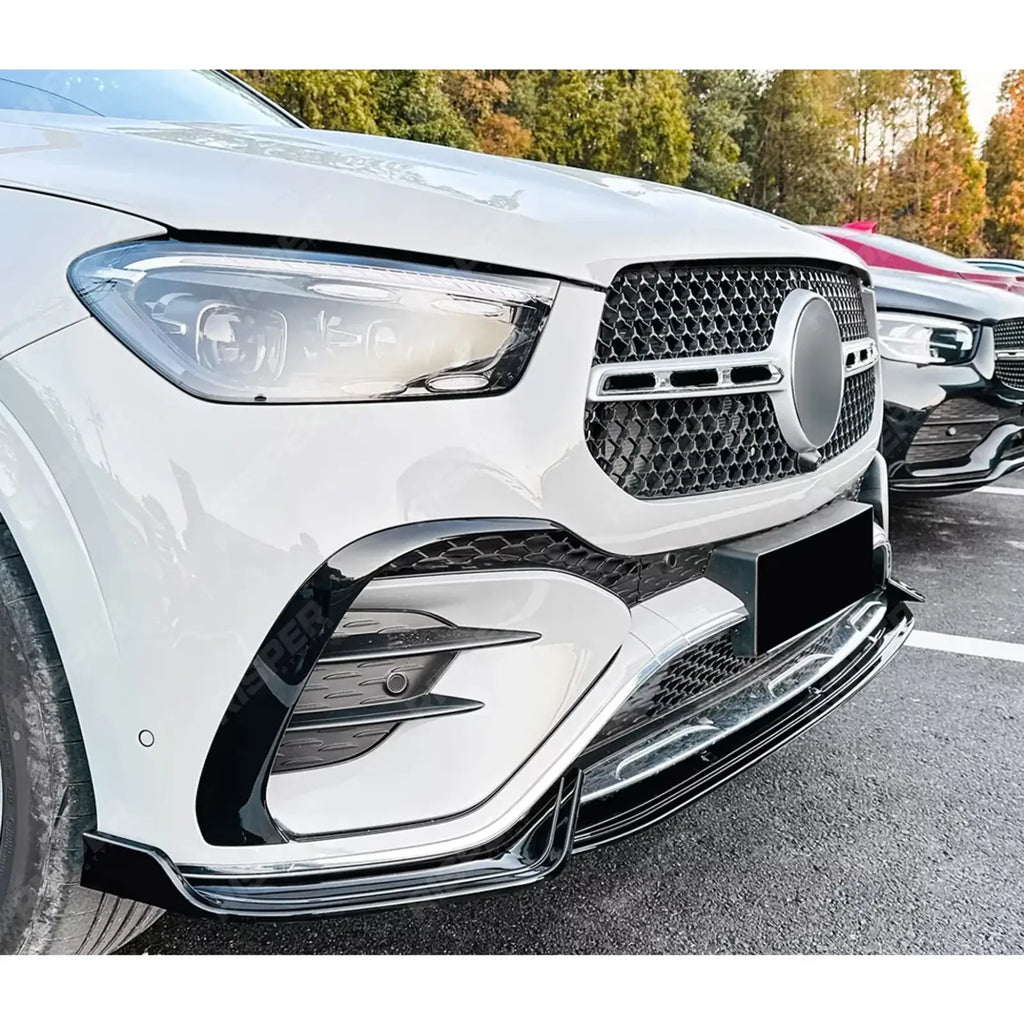 Mercedes GLE W167 C167 2024+ AMG Line Facelift Front Splitter In Gloss Black
