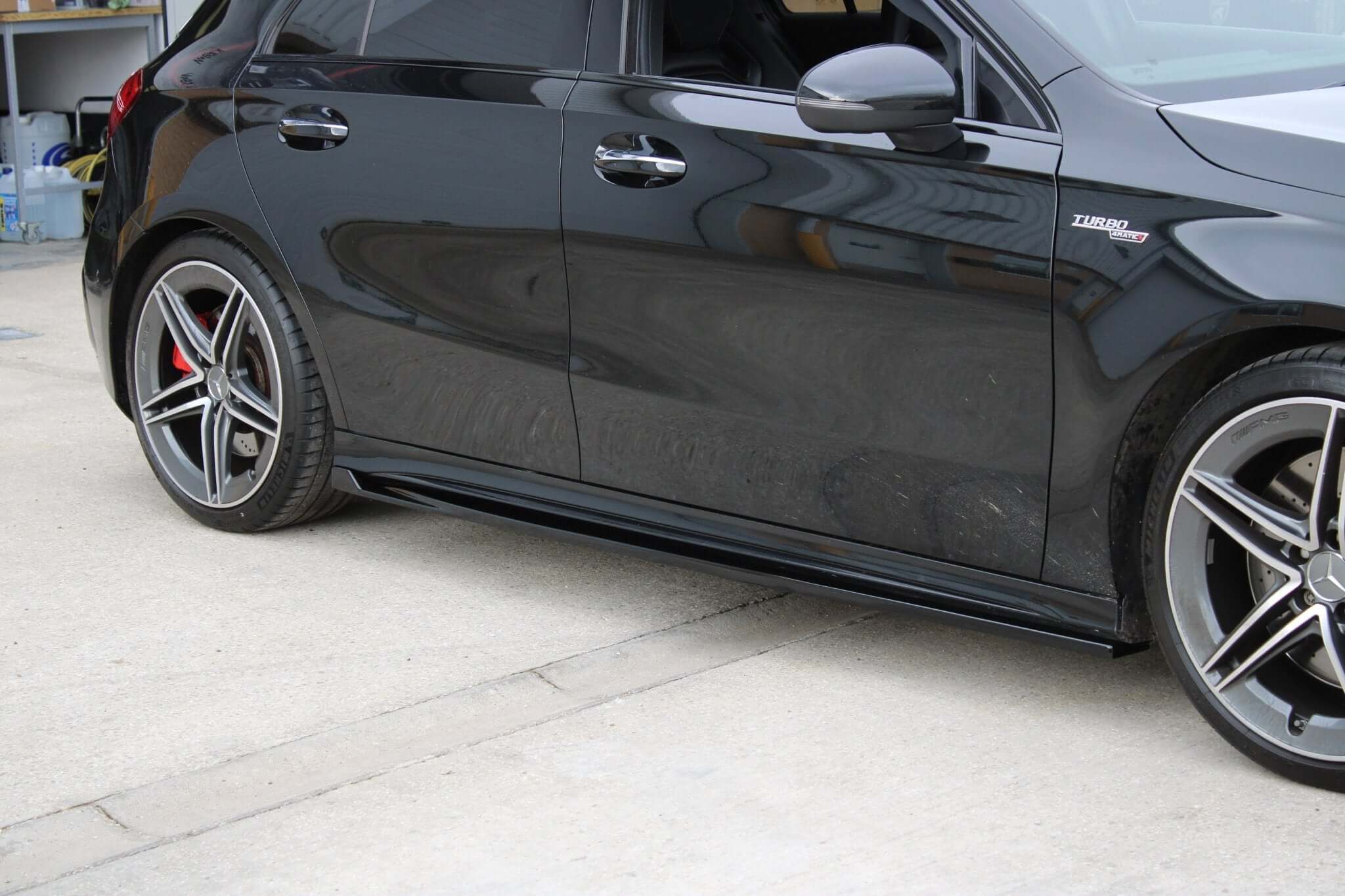 Mercedes W177 A35 A45 Side Skirt Extensions – Gloss Black