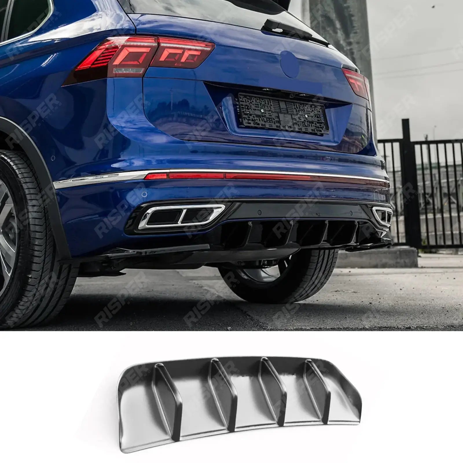 MK2 Rear Diffuser Valance Gloss Black For Volkswagen Tiguan R 2020+