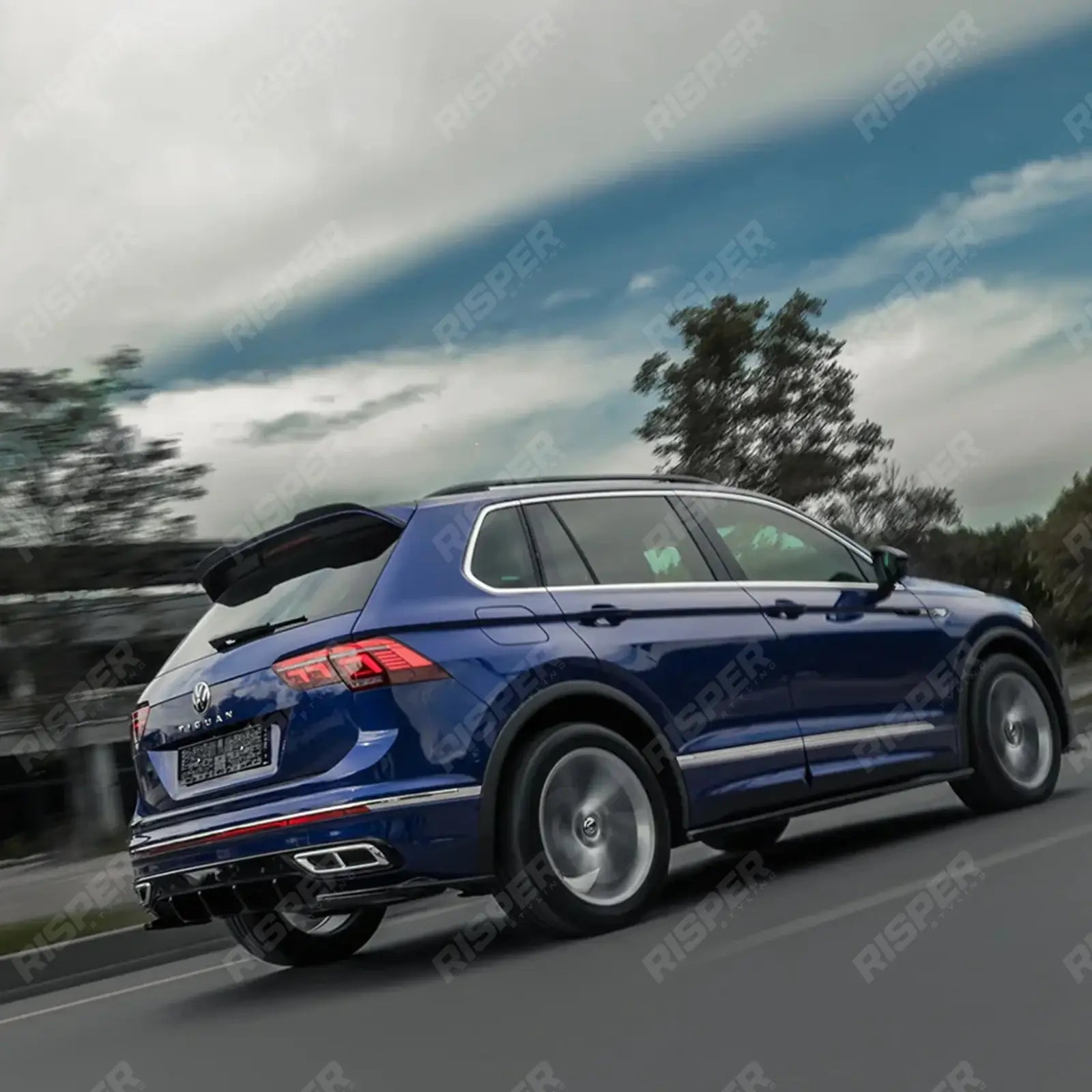 MK2 Rear Diffuser Valance Gloss Black For Volkswagen Tiguan R 2020+