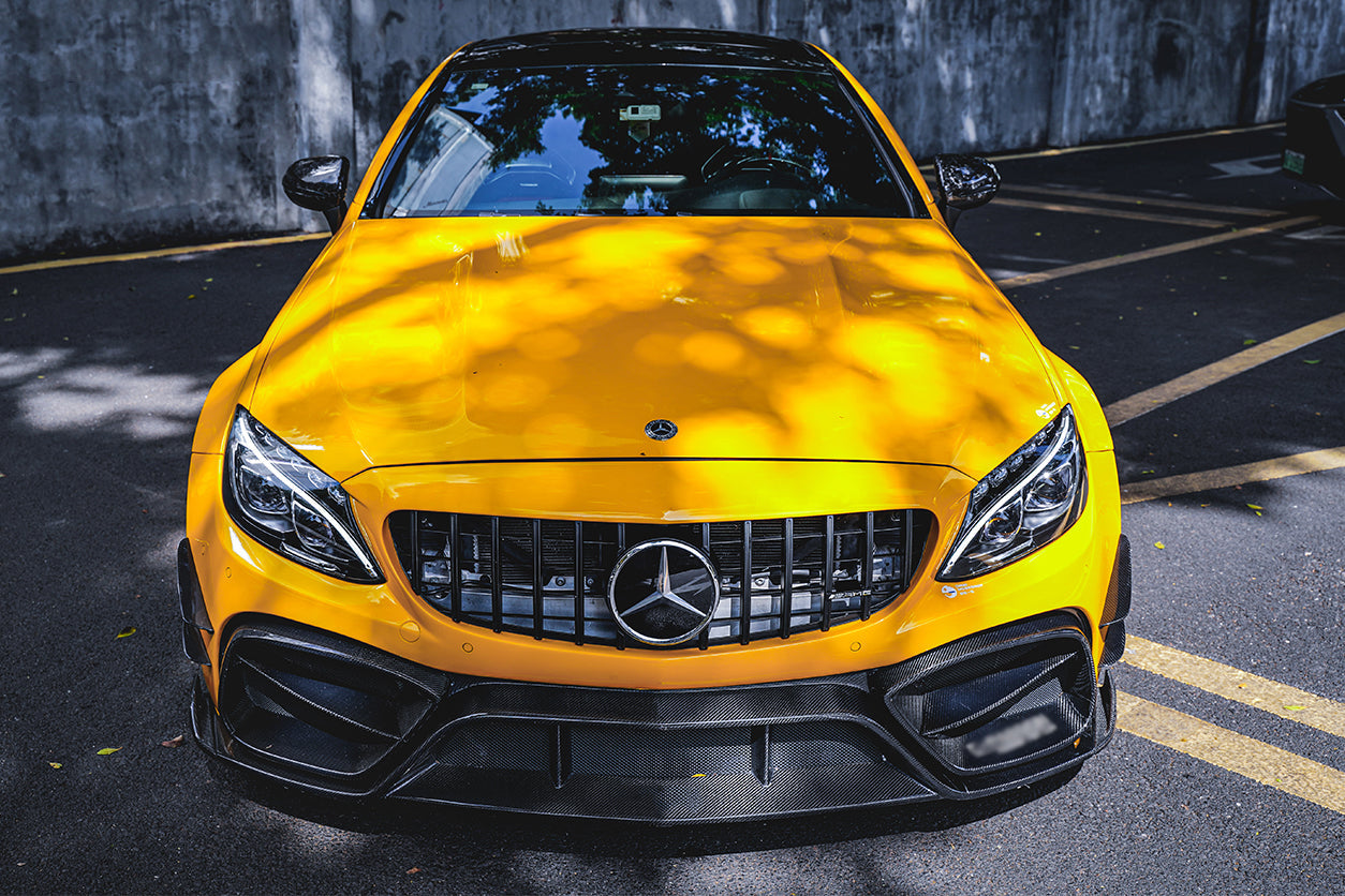 DARWINPRO - MERCEDES BENZ W205 C63 & C6S AMG COUPE 2015 -2021 PARTIAL CARBON FIBER FRONT BUMPER WITH CANARDS