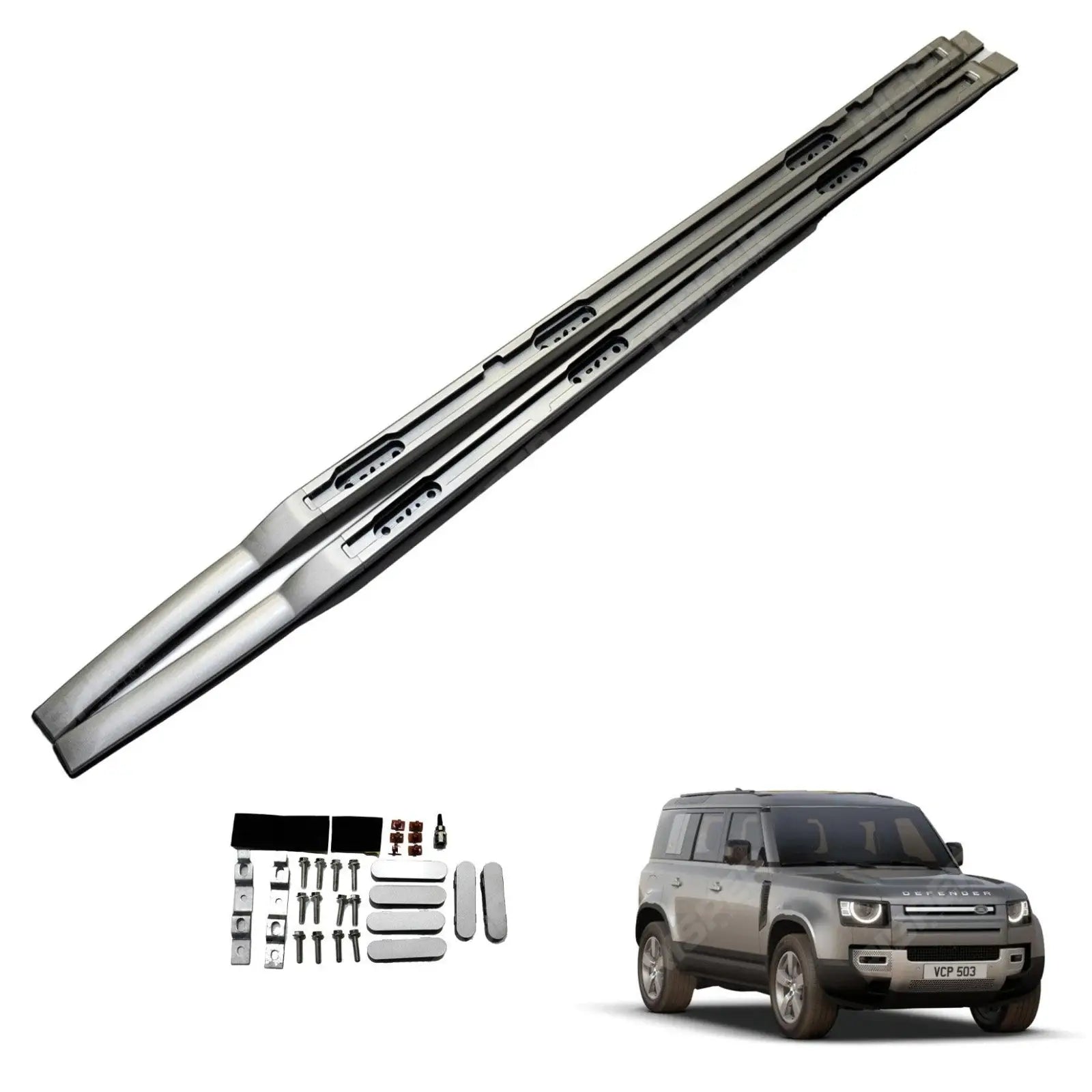 STX Style Silver Roof Rail Pair For Land Rover Defender 110/130 L663 2020 On
