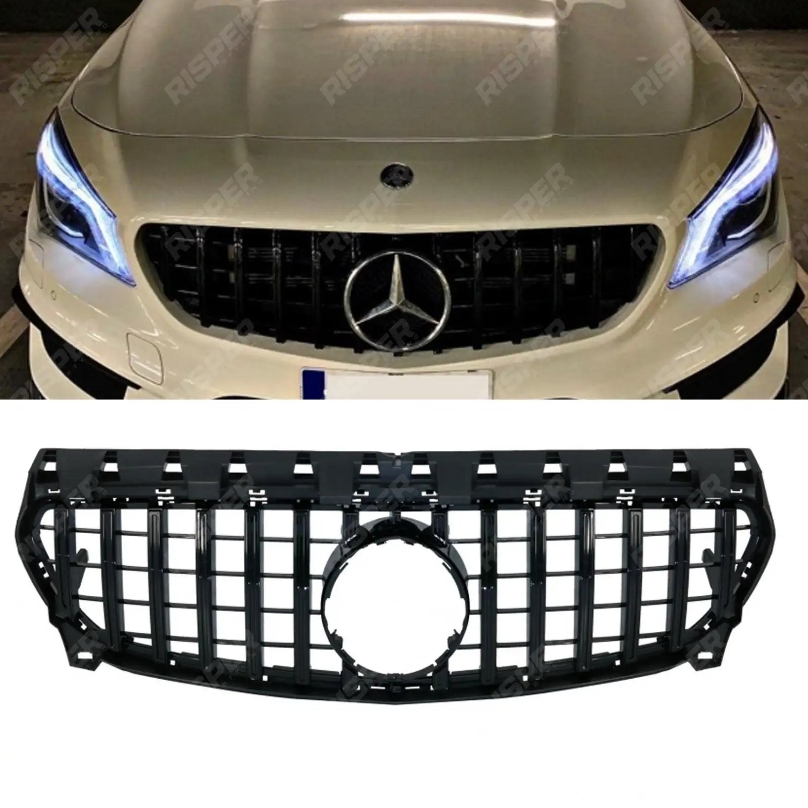 Panamericana GT R Style All Black Front Grill For Mercedes CLA W117 Facelift 2016-2018