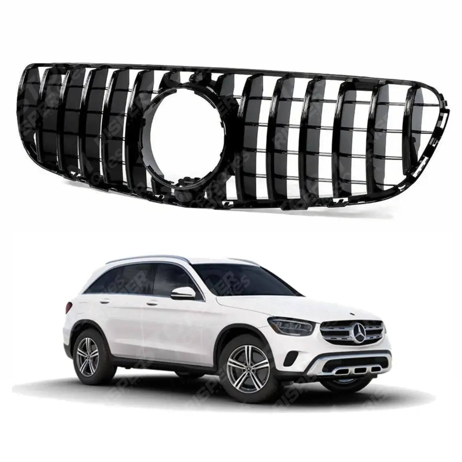 Panamericana Gt Style Upgrade Front Grill Gloss Black For Mercedes Glc X253 2015 - 2019