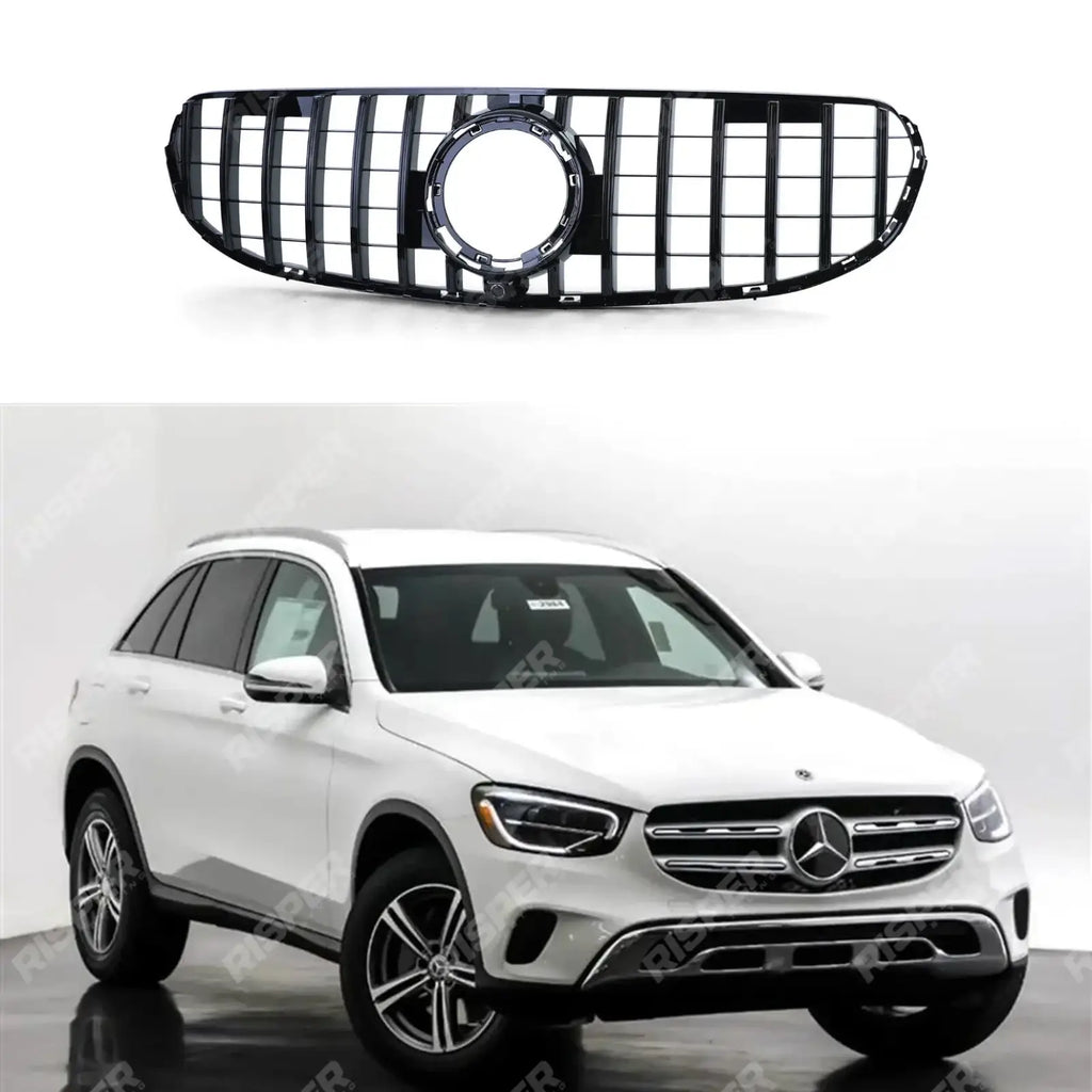 Panamericana Gt Style Upgrade Front Grill Gloss Black For Mercedes Glc X253 2019-2022