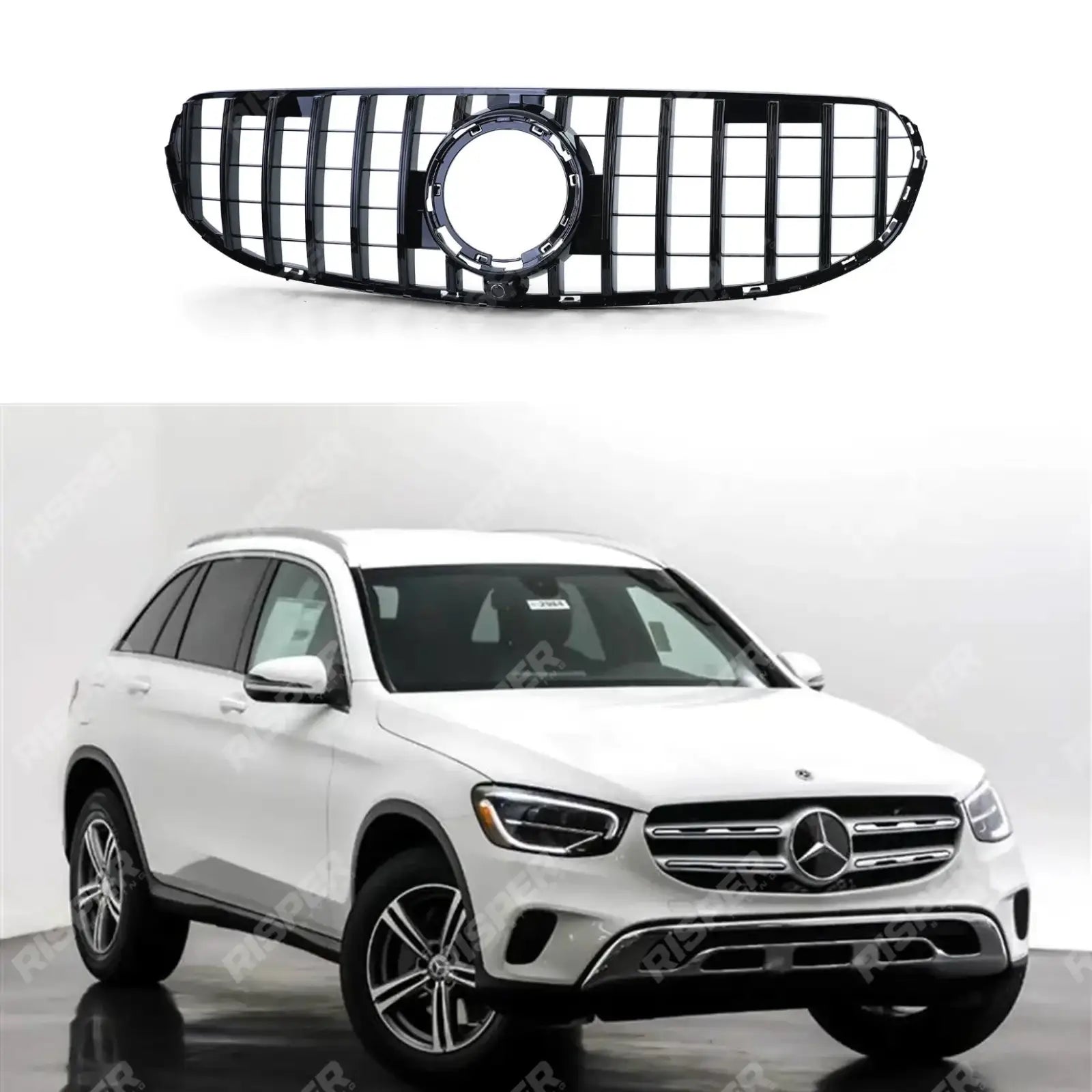 Panamericana Gt Style Upgrade Front Grill Gloss Black For Mercedes Glc X253 2019-2022