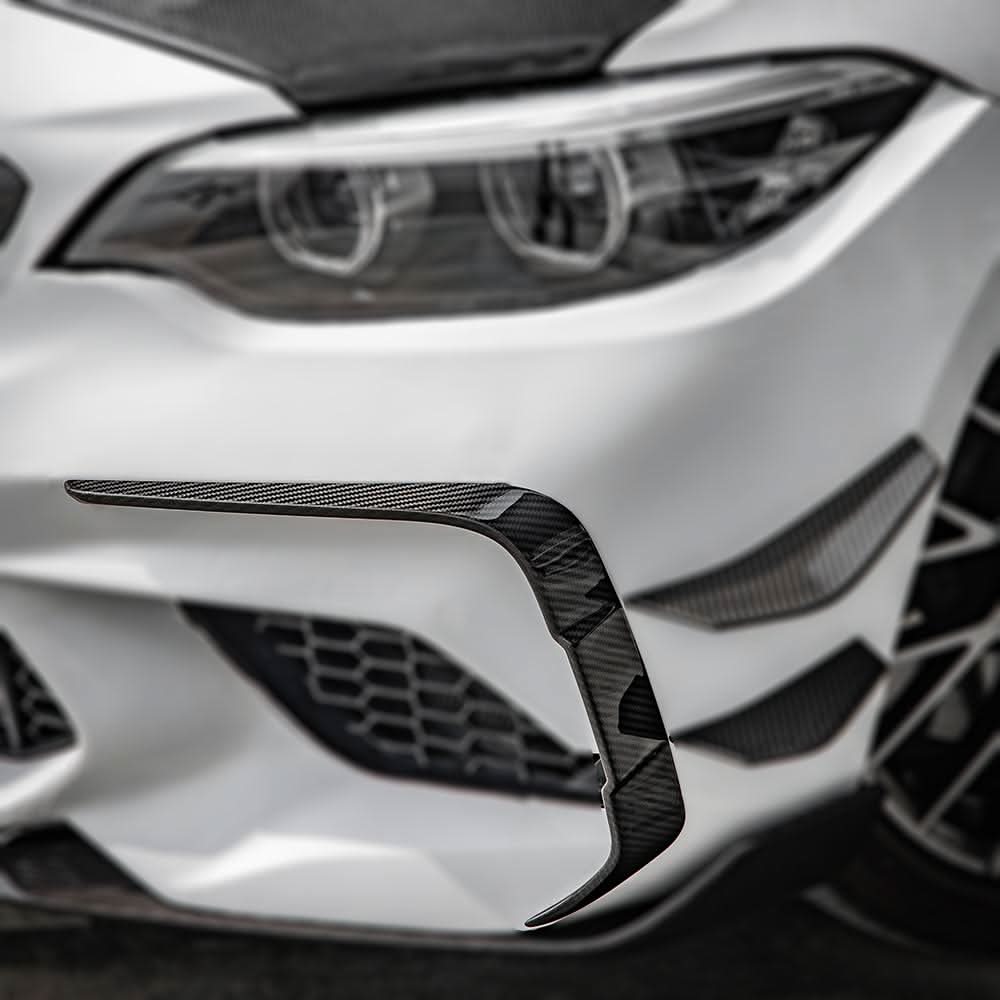 SQ Style Pre-Preg Carbon Fibre Front Bumper Canards for BMW F87 M2 LCI 18-22