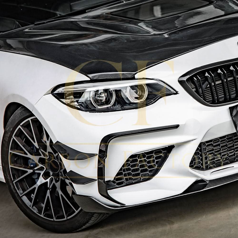SQ Style Pre-Preg Carbon Fibre Front Bumper Canards for BMW F87 M2 LCI 18-22