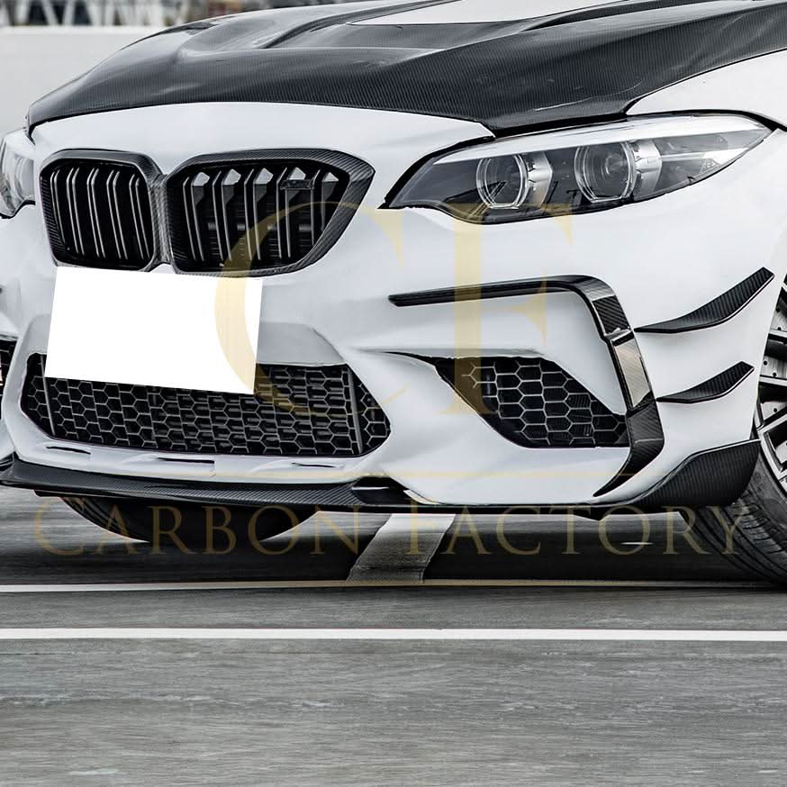 SQ Style Pre-Preg Carbon Fibre Front Bumper Canards for BMW F87 M2 LCI 18-22